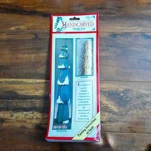 Vintage 1992 Christmas craft Handcarved Wood Tree ready to be painted 9" tall